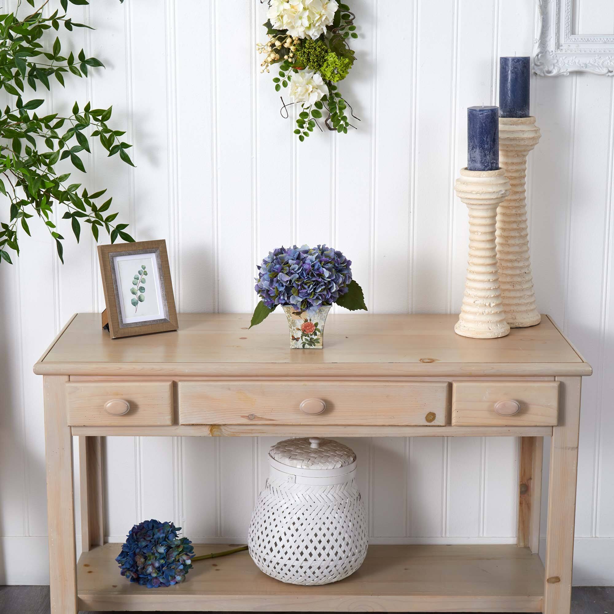 9" Blue Hydrangea In Floral Planter